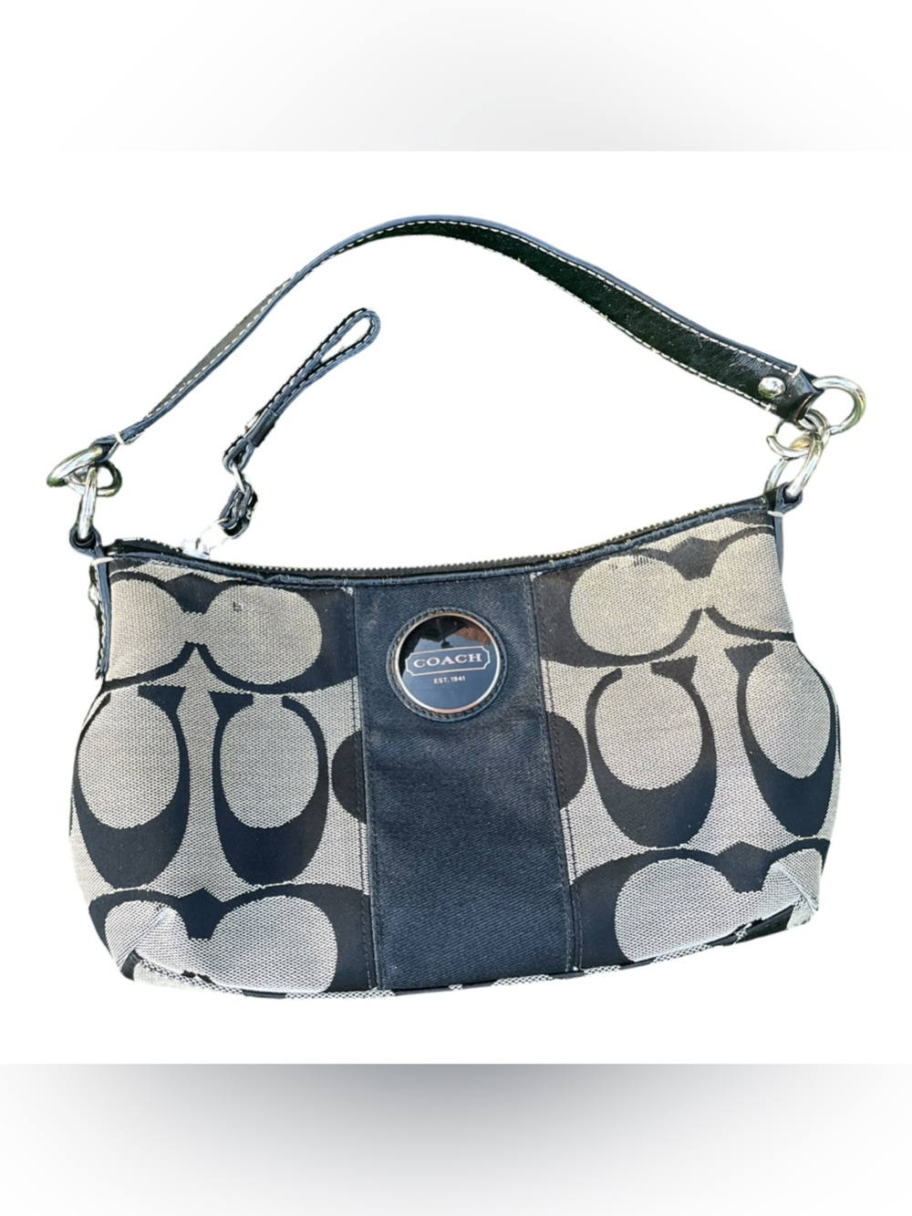 COACH Vintage Y2K Black Signature Jacquard Demi Shoulder Bag